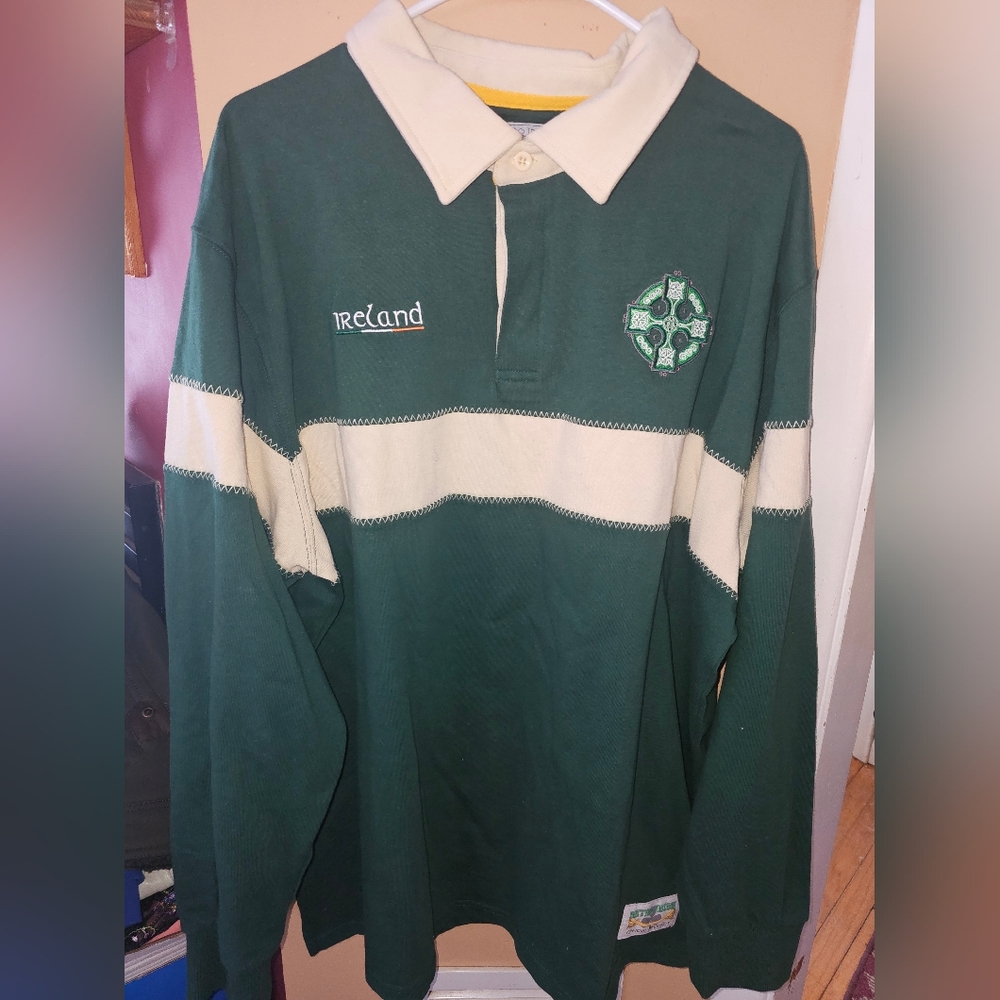 Retro Irish Heritage Collection Rugby Polo Shirt Men Size 3x Long Sleeve Ireland